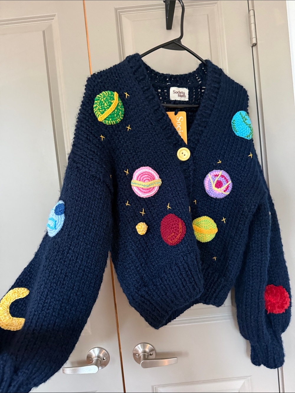 Society Mano NWT - Navy Planet Knitted Chunky Cardigan Sweater